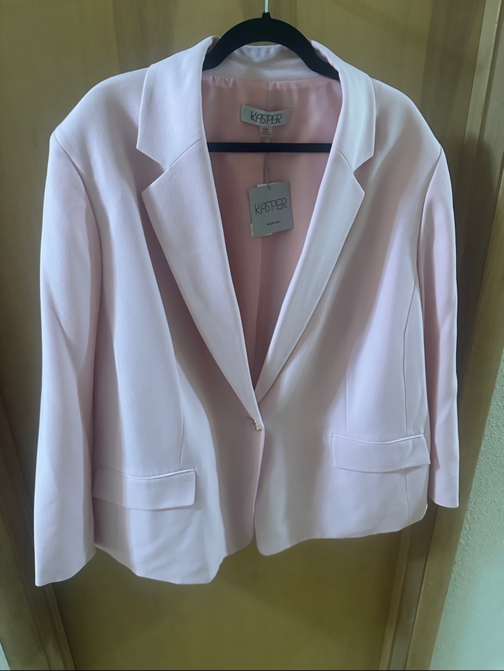 Kasper Light Pink Single-Button Notch Lapel Blazer